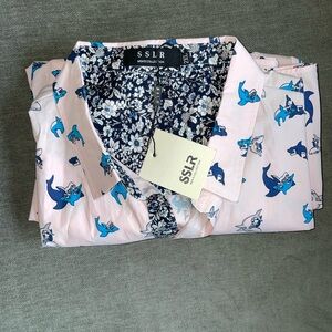 SSLR Pink and Blue Shark Print Shirt